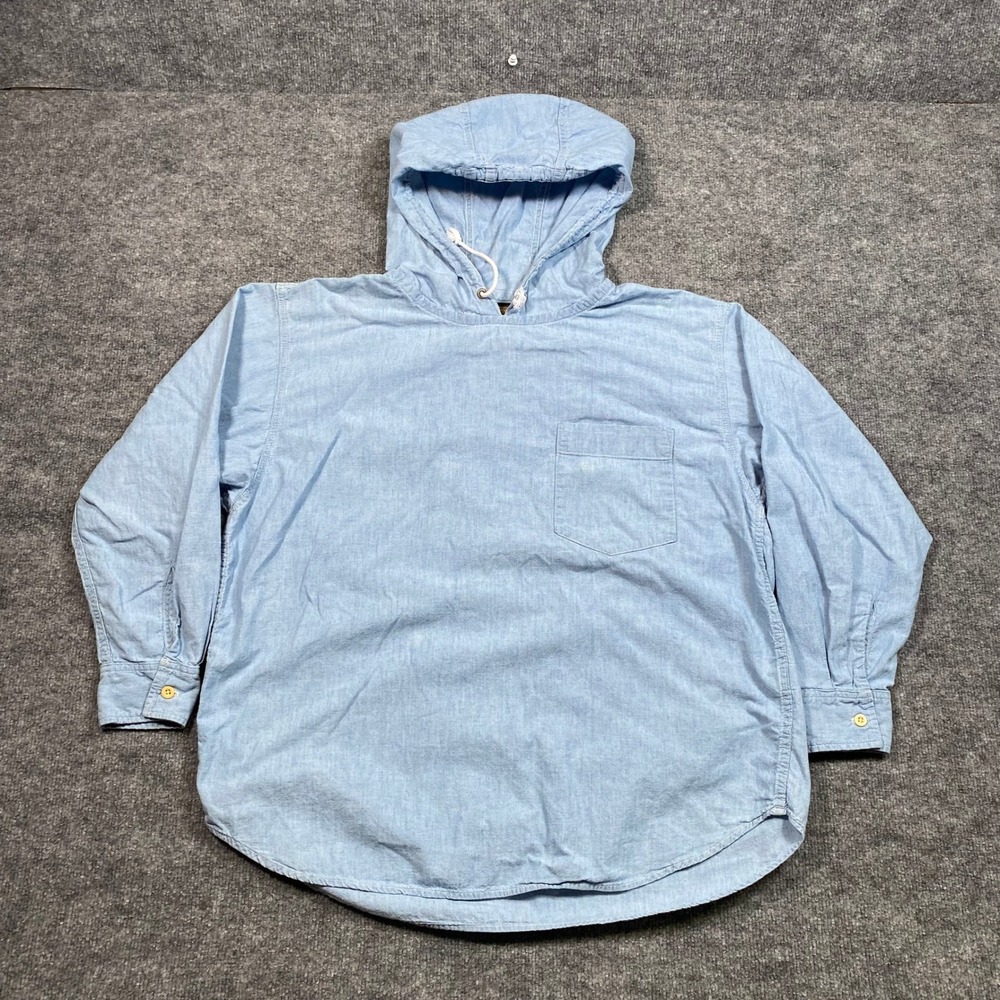 Vintage Calvin Klein Mens Chambray Hoodie Blue Cotton Made in USA Size M 12016